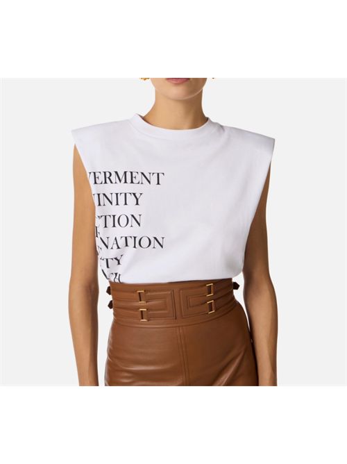 T-SHIRT WITH LETTERING PRINT ELISABETTA FRANCHI | MA70P61E2270 gesso